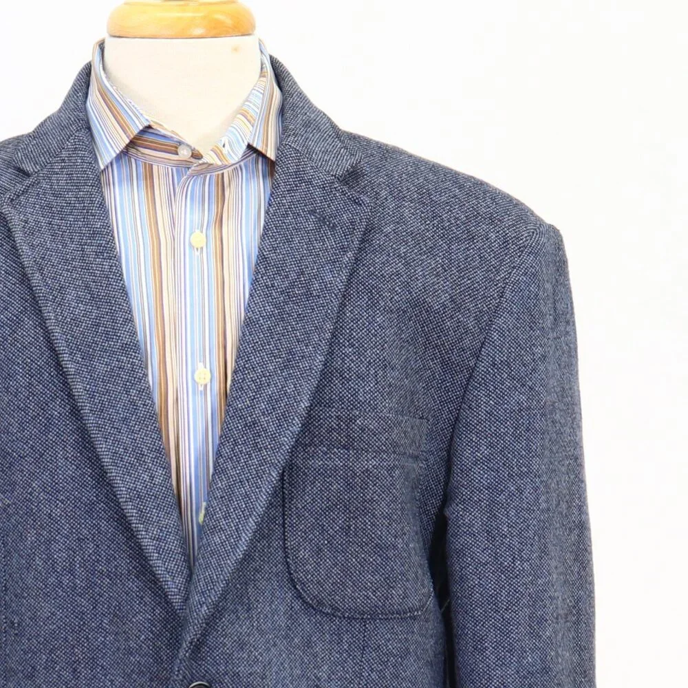 Joseph Abboud Elbow Patch 42L Blue 2-Button Sport Coat Blazer Jacket P049